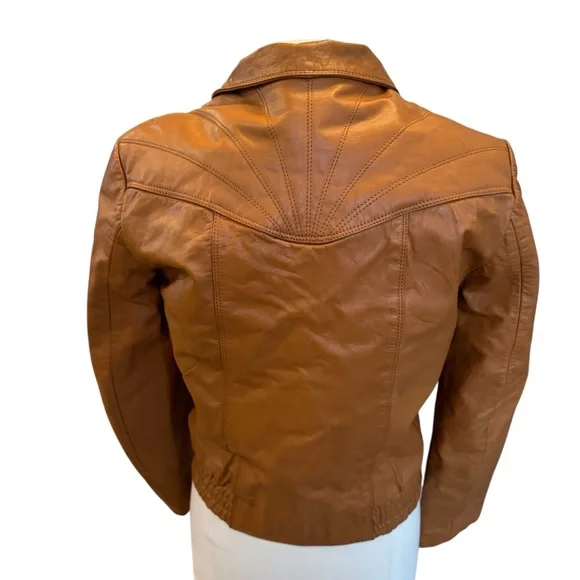 Vintage 70's Leather Jacket Removable Liner Unisex Sz 38 READ